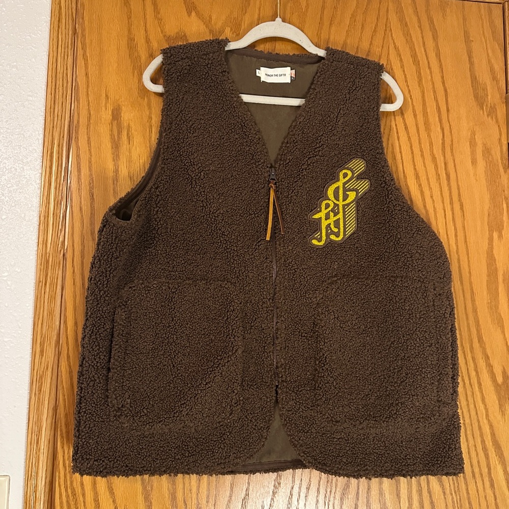 Honor The Gift Teddy Notes Brown Sherpa Vest - NWT - Size L